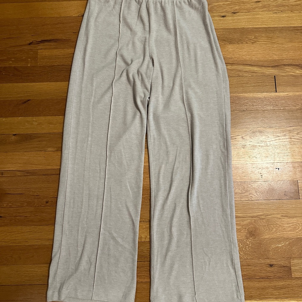 Beige Wide-Leg Lounge Pants — H&M — Size S